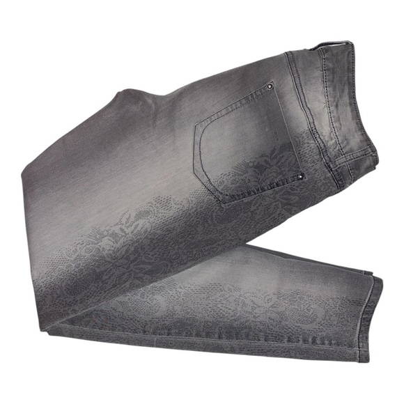 BRINA & EM Skinny Jeans Floral Pattern Gray on Gray Floral in Size 10 - Picture 3 of 7